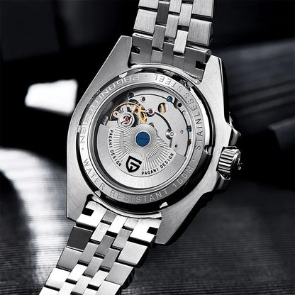 PAGANI DESIGN 40mm GMT Men's Mechanical Watches Rubber Strap Rotating Bezel 100 Waterproof Sports Wristwatch Mens Business Clock