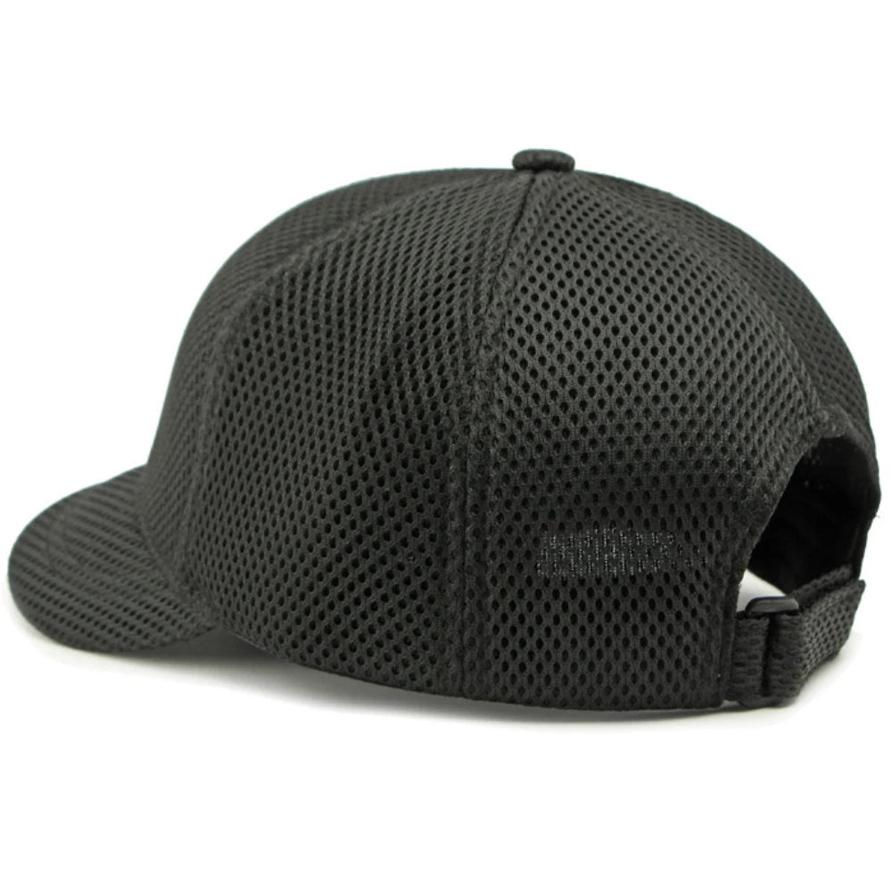 HT4828 5 cm Baseballkappe mit kurzer Krempe für Herren, 6-Panel-Baseballkappe, atmungsaktive Mesh-Trucker-Cap, Herren und Damen, einfarbig, schlichte Snapback-Cap