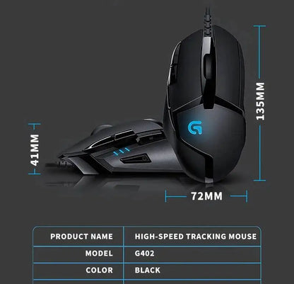 Logitech G402 kabelgebundene Gaming-Maus, 32-Bit-ARM-Prozessor, 8 Tasten, 500 IPS, rutschfest, für ganztägige Gaming- und Arbeitssessions