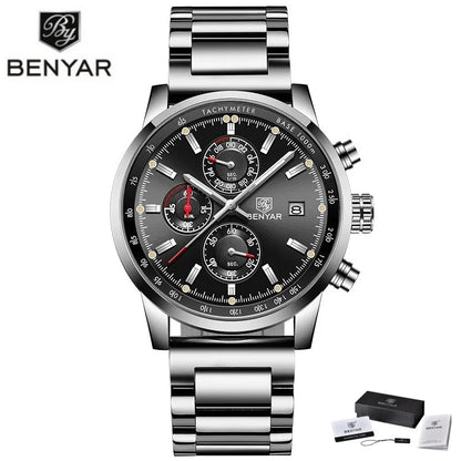 Montre pour homme BENYAR 5102 – Chronographe sportif de luxe à quartz, accessoire de mode d'une grande marque