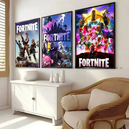 Game-F-F-Fortnites Posters Self Adhesive Waterproof Ideal For Living Room Bedroom Bar Decoration