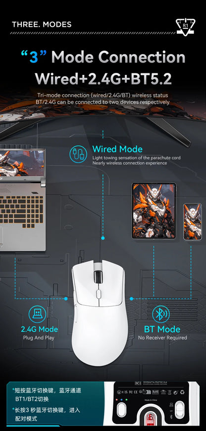 Attack Shark R1 brezžična miška Bluetooth za gaming, viralna miška, ki so jo ocenili vplivneži, senzor PAW3311, frekvenca odzivanja 1000Hz