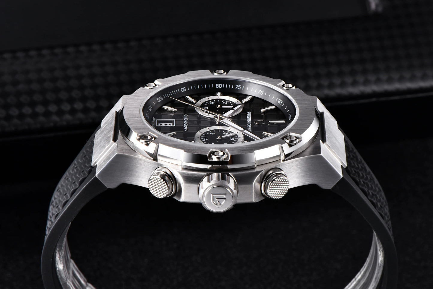 PAGANI DESIGN Men's Watches Luxury Rose Gold Sport Chronograph Japan VK64 Quartz Watch For Men Fluororubber Strap Wristwatch Men