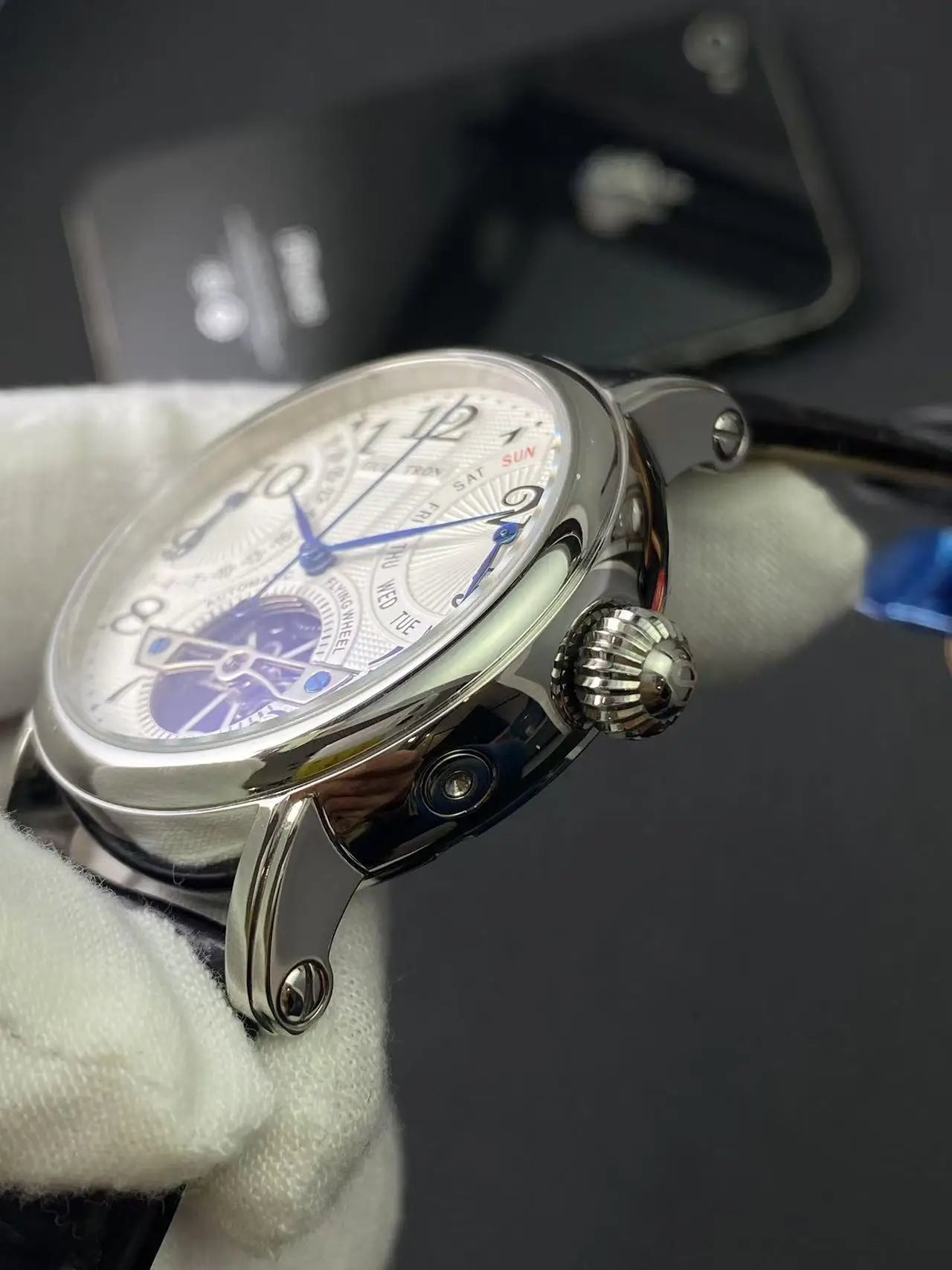 Seagull Movement Multi functional Fashion Men's Watch 40MM Flyback Calendar Week Beautiful Flywheel Stainless Steel Waterproof P