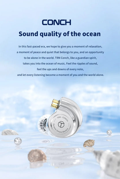 Monitores In-Ear TRN Conch Lucky Bag – Auriculares HiFi com Fio, Dinâmicos de Diamante DLC, com Filtros de Bocal de Afinação para Xiaomi