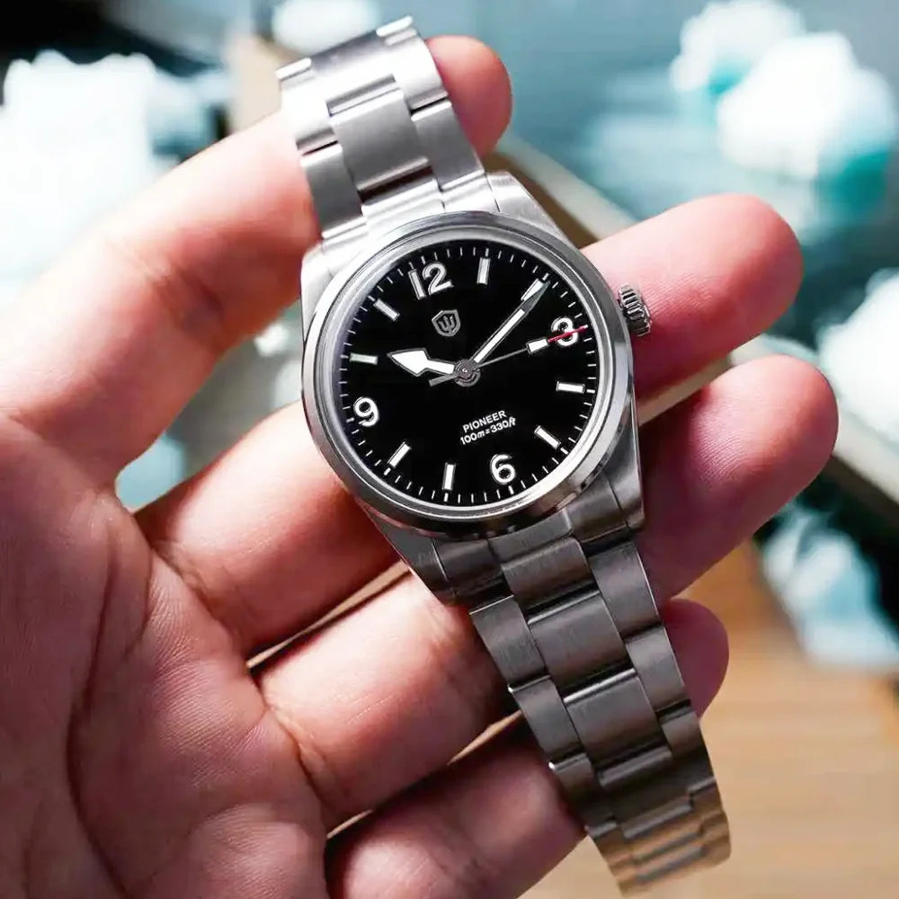 Montre à quartz pour homme Watchdives WD1960S V2, style vintage, cadran crème, 36 mm, mouvement VH31 à trotteuse fluide, verre saphir bombé, étanche 10 ATM, aiguilles luminescentes, boîtier en acier inoxydable