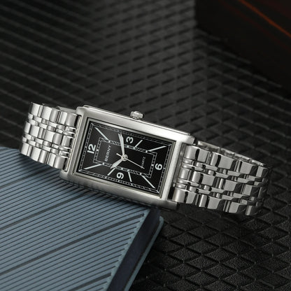 BERNY square men’s watch – Quartz movement, Roman numeral dial, luminescent display, 316L stainless steel case – An elegant and casual rectangular watch