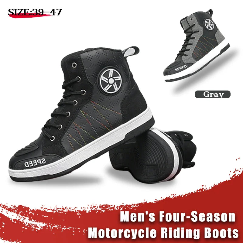 New Men's and Women's Four-Season Universal Safety Protection Motorcycle Riding Boots, Anti-Slip and Anti-Fall Motorcycle Shoes