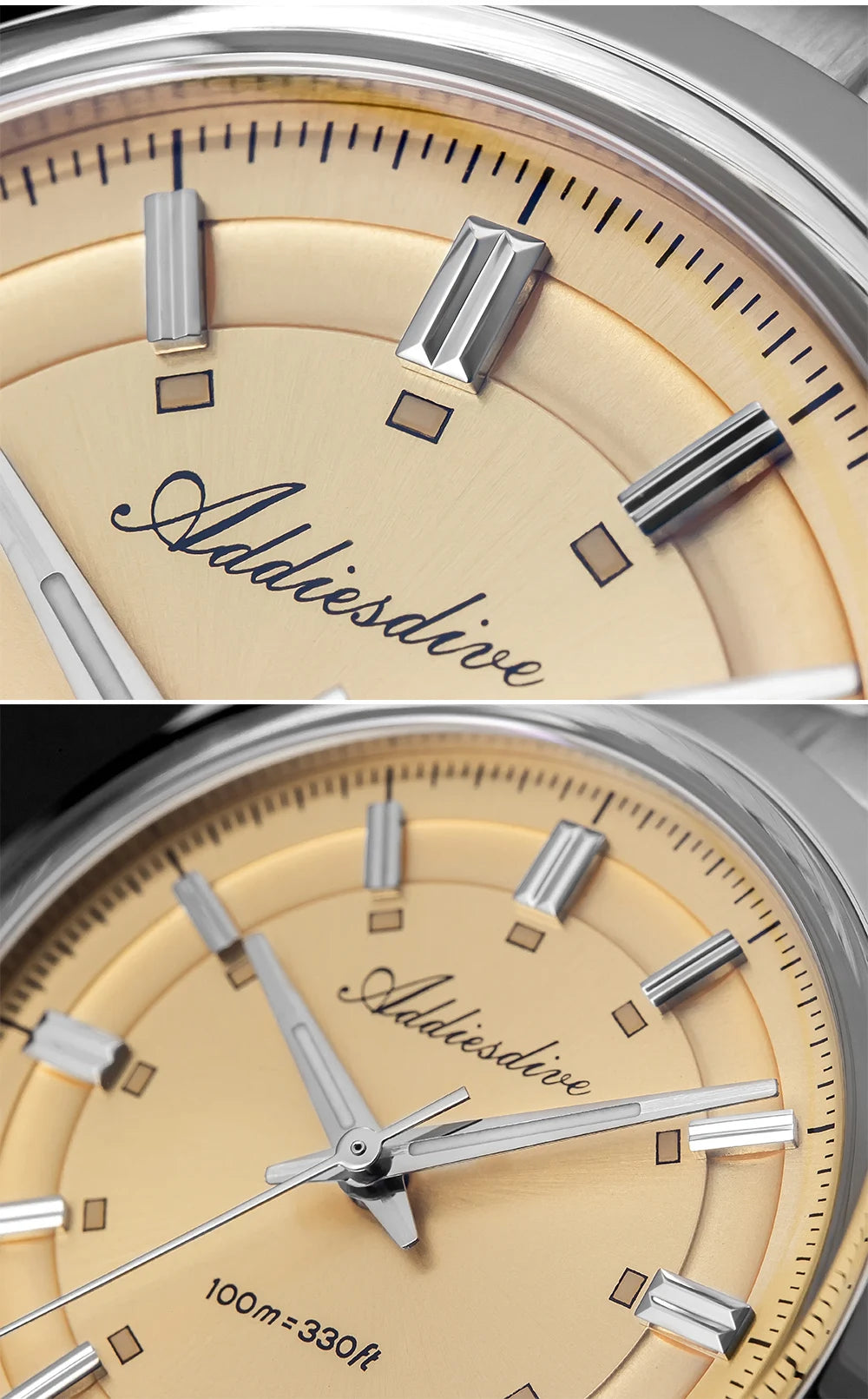 ADDIESDIVE – Luxury analogue men’s watch, VH31 quartz movement, domed crystal, water-resistant to 10 bar, BGW9 luminescent coating, steel case – Customisable model AD2515