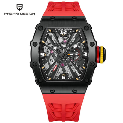 PAGANI DESIGN Newest Luxury Skeleton Watches VH65 Man Quartz Watch 42MM Rubber Strap Sapphire Glass Waterproof reloj hombre