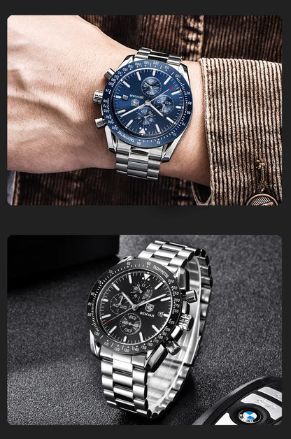 Ceas pentru bărbați BENYAR 5140, ceas sport casual, ceas de lux cu cuarț rezistent la apă, cronograf militar de marcă de lux.