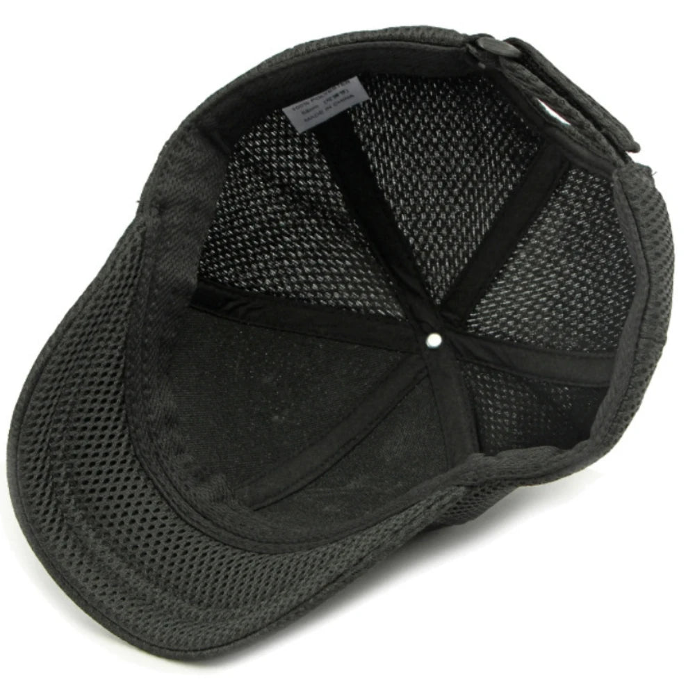 HT4828 5 cm Baseballkappe mit kurzer Krempe für Herren, 6-Panel-Baseballkappe, atmungsaktive Mesh-Trucker-Cap, Herren und Damen, einfarbig, schlichte Snapback-Cap