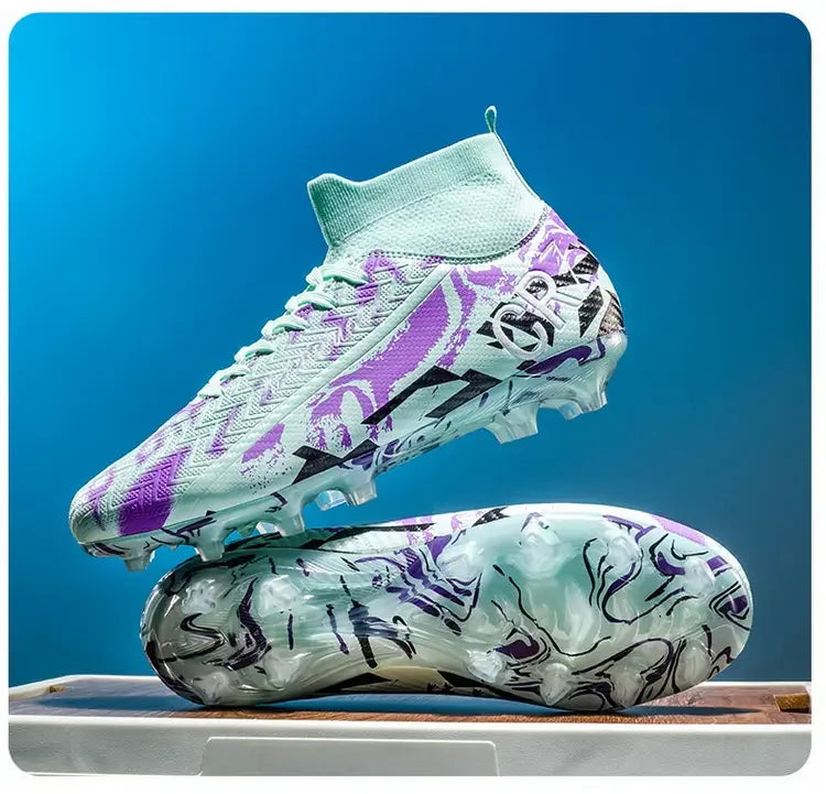 Unisex Teen Low Top Football Shoes Lightweight Elastic Sole Anti Slip Short Spikes Lawn Field Match Training Sneakers