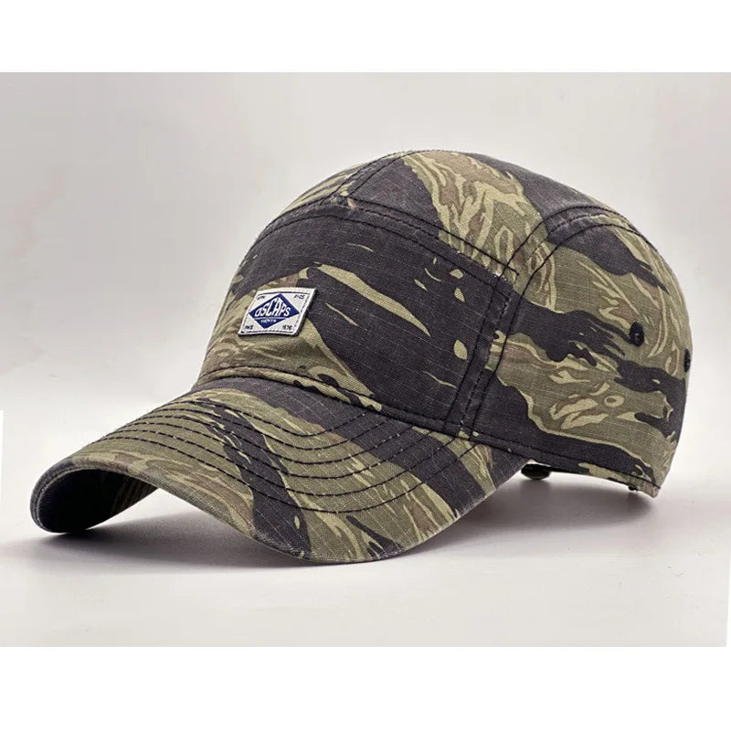 Baseballkappe im Workwear-Stil mit Camouflage-Muster und kurzer Krempe für Damen und Herren, trendige Unisex-Outdoor-Sonnenkappe
