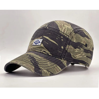 Baseballkappe im Workwear-Stil mit Camouflage-Muster und kurzer Krempe für Damen und Herren, trendige Unisex-Outdoor-Sonnenkappe