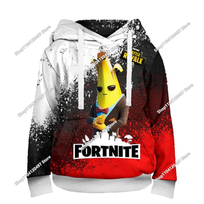 Children's Fortnite Hoodies Cartoon Casual Hooded Coat Autumn Men Soft Pocket Sweatshirts Male Loose Tops Long Sleeve Clothes