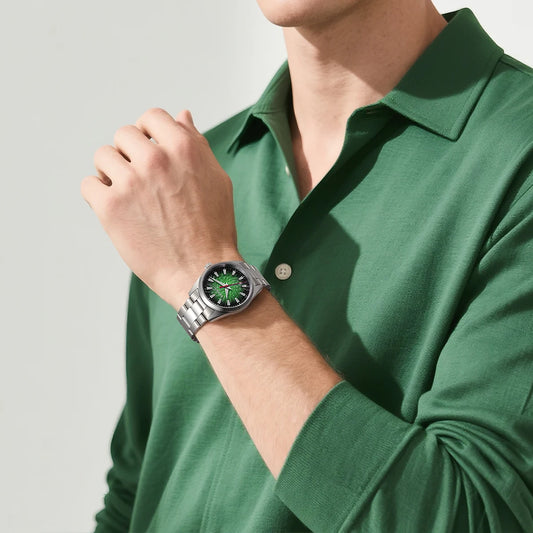 Relógio de homem BERNY – Relógio de quartzo, vidro de safira, ponteiros luminescentes, resistente à água até 10 ATM, inteiramente em aço inoxidável – Estilo elegante e descontraído, ideal para o dia a dia ou para ocasiões profissionais