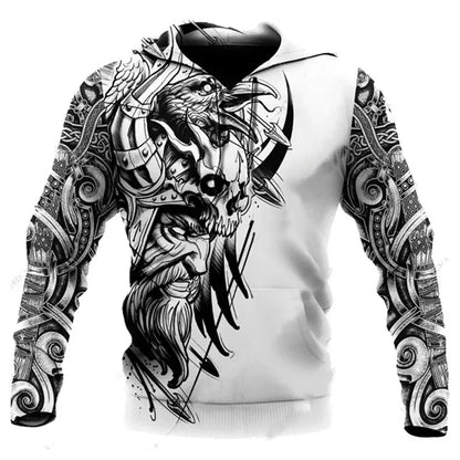 2023 New Autumn Men's Hoodie Wolf Print 3D Sweatshirts Urban Trendy All-Match Oversized Tops Poleron Hooded Clothes Men Clothing