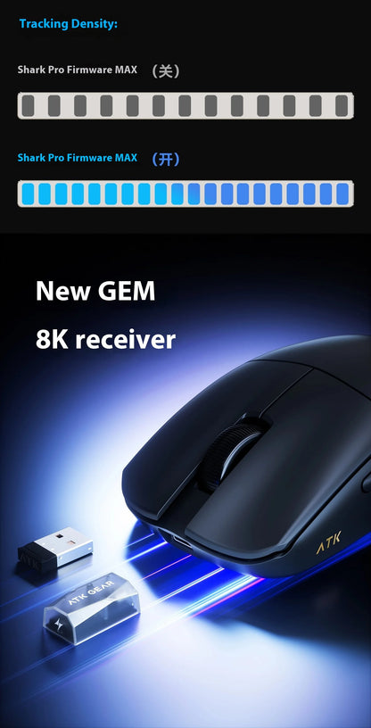 ATK Blazing Sky F1 V2 Ultra Max Ασύρματο Gaming Ποντίκι Διπλής Λειτουργίας Ελαφρύ PAW3950Ultra Διπλό 8K Χαμηλής Καθυστέρησης Εργονομικό Extreme
