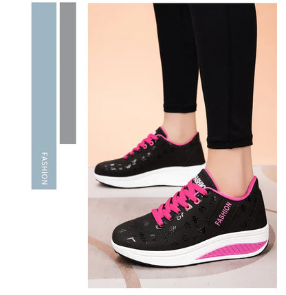 Women Outdoor Thick Bottom Swinging Casual Shoes Fashion Platform Large 42 Flat Bottom Walking Sports Shoes Walking and Running