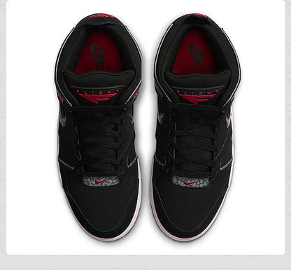 Nike Authentic AIR FLIGHT FALCON 397204‑061, chaussures de basketball mi-hautes pour hommes, noir, blanc, rouge, baskets rétro.