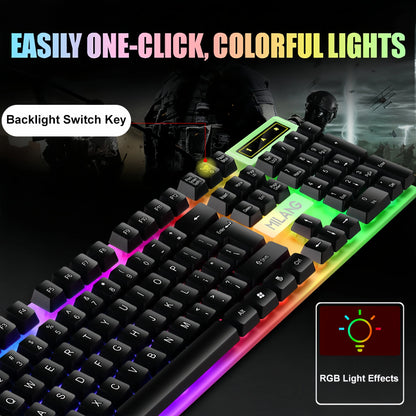 104 Keys USB Wired Keyboard RGB Gaming Keyboard 1.3M Cable Mechanical Sensation Membrane Keyboard For PC Laptop Windows And IOS