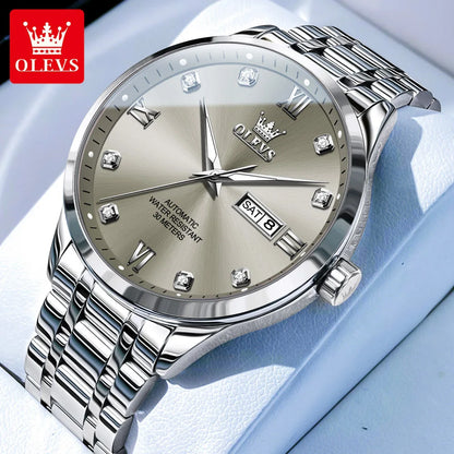 OLEVS 9946 Brand Original Man Watch Dual Calendar Diamond Scale Luxury Automatic Mechanical Watch for Men Business Wristwatches