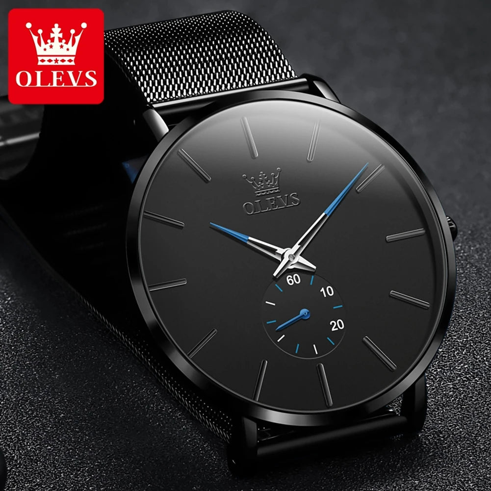 OLEVS 9954 Fashion Men's Watches Minimalism Ultrathin Original Quartz Wristwatch Waterproof Watch for Man Luminous Casual Mesh
