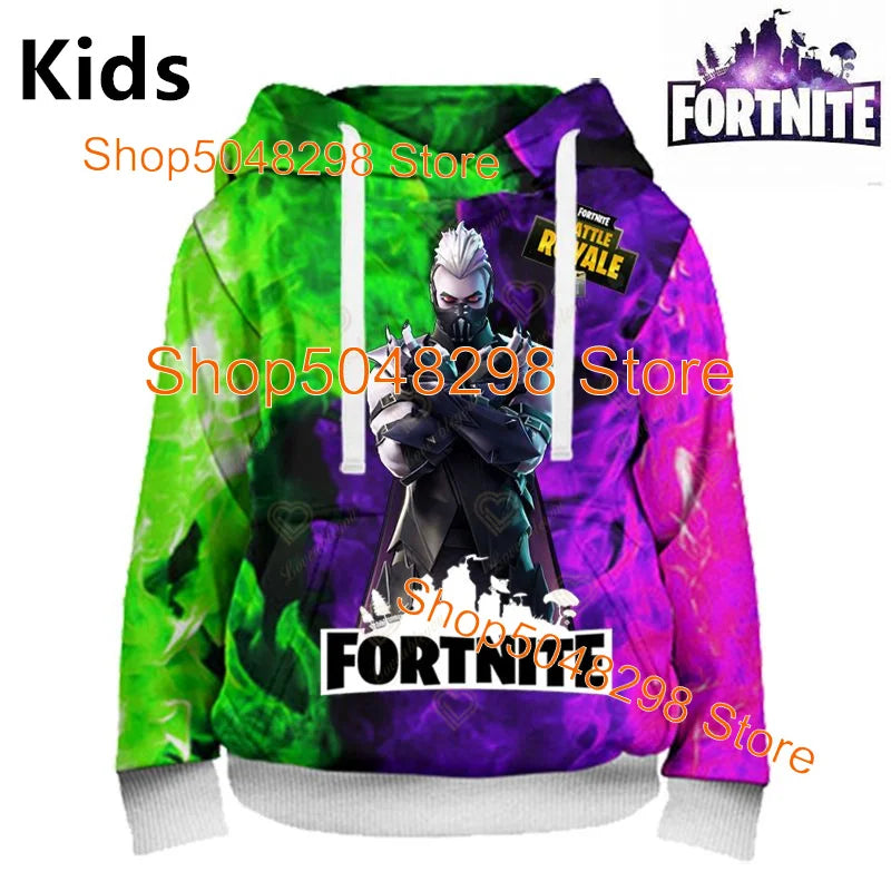 Hot Game Fortnite Hero Print Sweatshirt für Jungen und Mädchen, 3D-Kleidung, lässiger Kinder-Hoodie, für Kinder, Erwachsene, Herren und Damen, Frühlings- und Herbst-Pullover