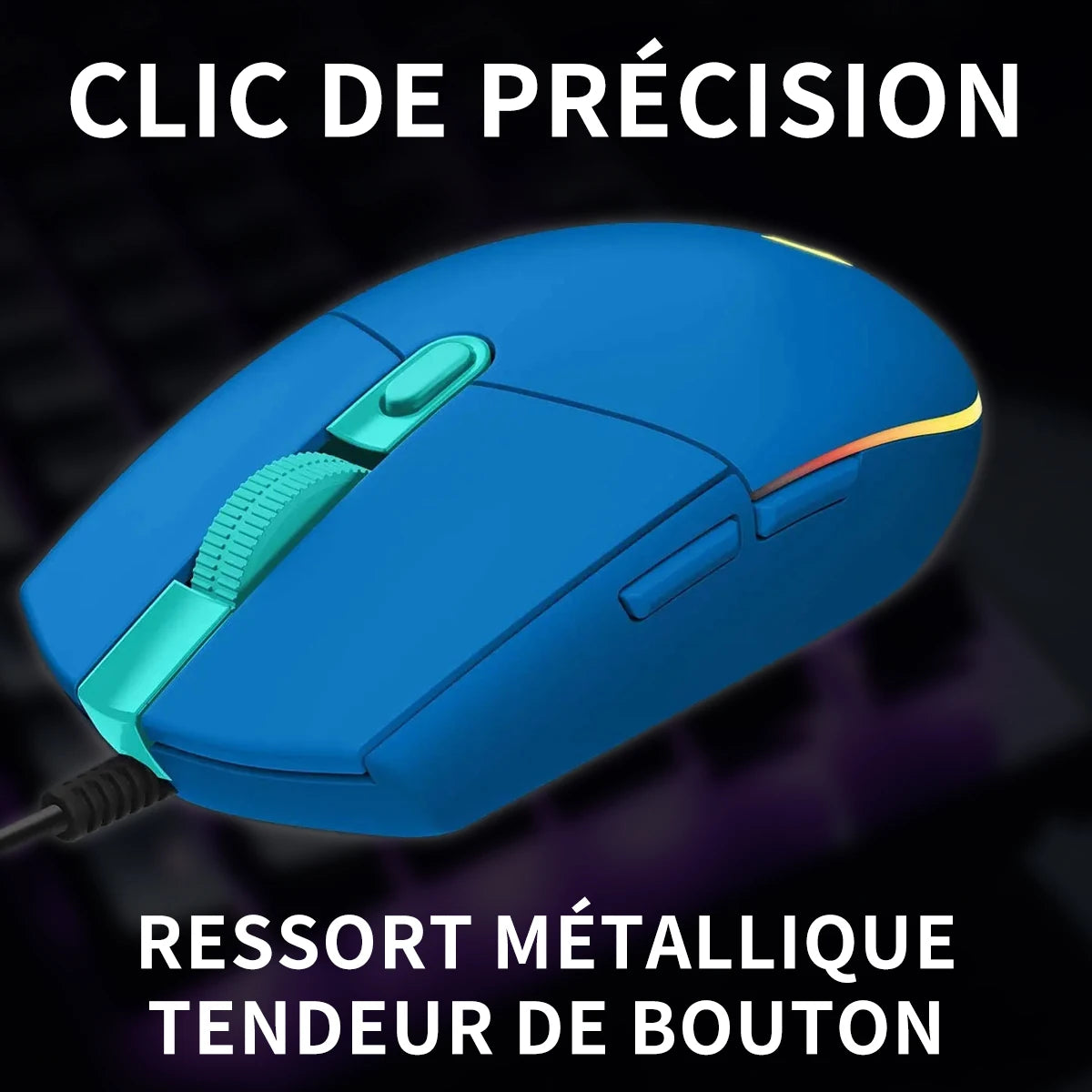 Logitech G203 жична геймърска мишка, Esports-клас, 6 програмируеми бутона и многоцветно осветление за състезателни игри