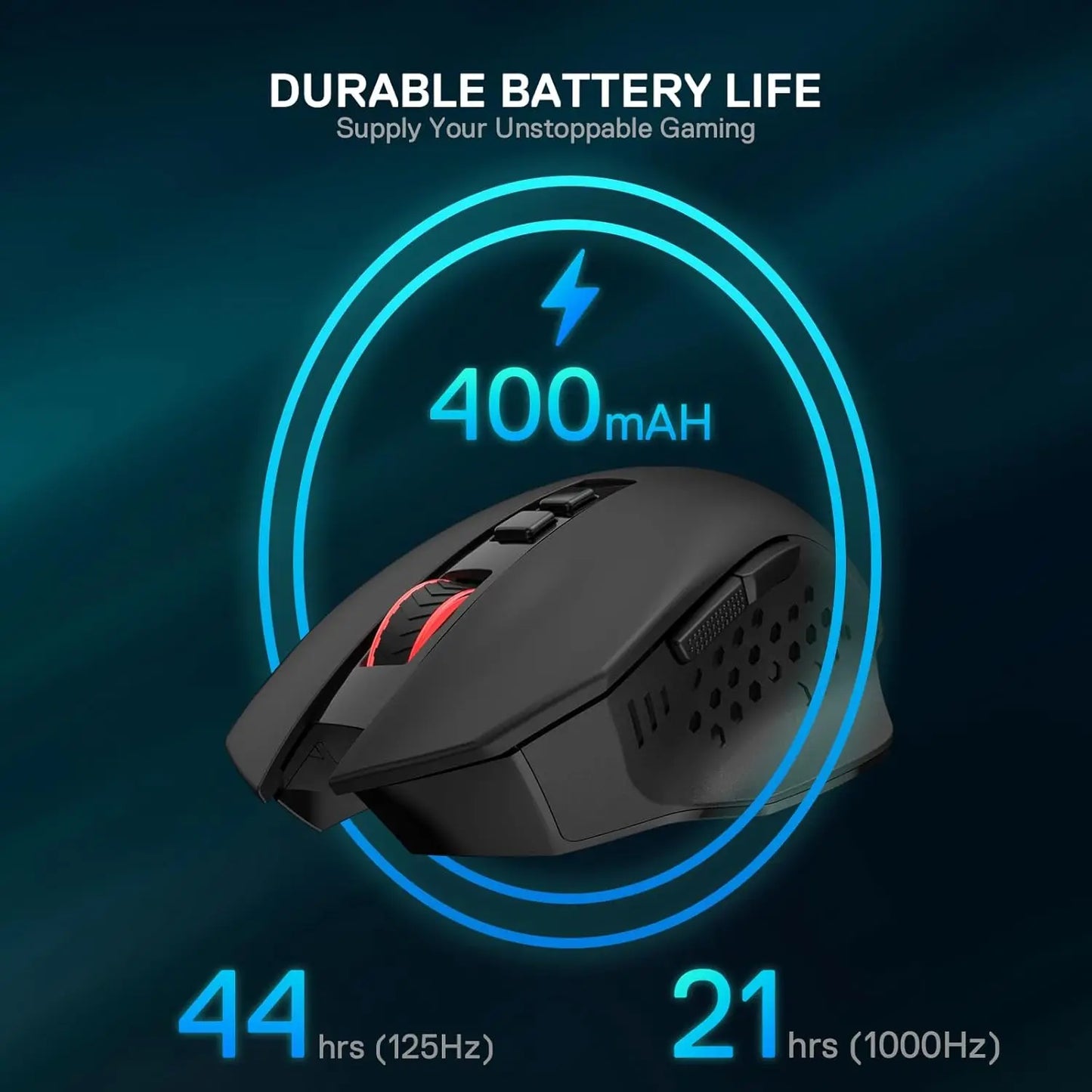 Redragon M656 MAX 3-Mode Wireless Gaming Mouse 10000 DPI Rechargeable Gaming Mice 5 DPI Levels, 7 Macro Buttons, RGB Backlight