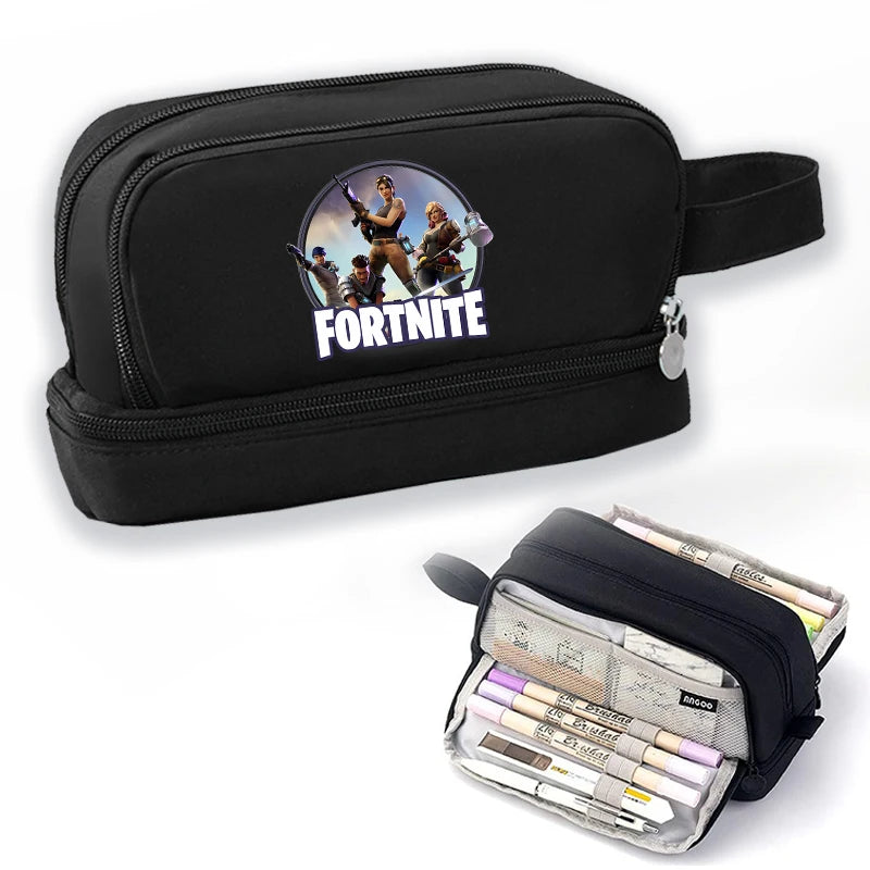 Game Anime Fortnites -penaali oppilaille, söpö poikien ja tyttöjen kynäpussi, suuri nyloninen kynäkotelo koululaisten tarvikkeille