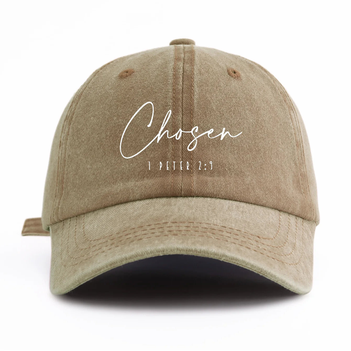 1pc CHOSEN Print Washed Baseball Cap for Adults,  Minimalist Retro Style Casual Soft Adjustable Dad Hat, Perfect As Gift