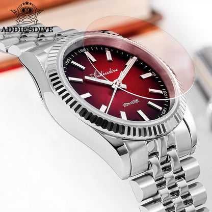 Reloj para hombre ADDIESDIVE AD2073, cristal de zafiro, 36mm, VH31, esfera sunburst, cuarzo, 10Bar, impermeable para buceo, luminoso