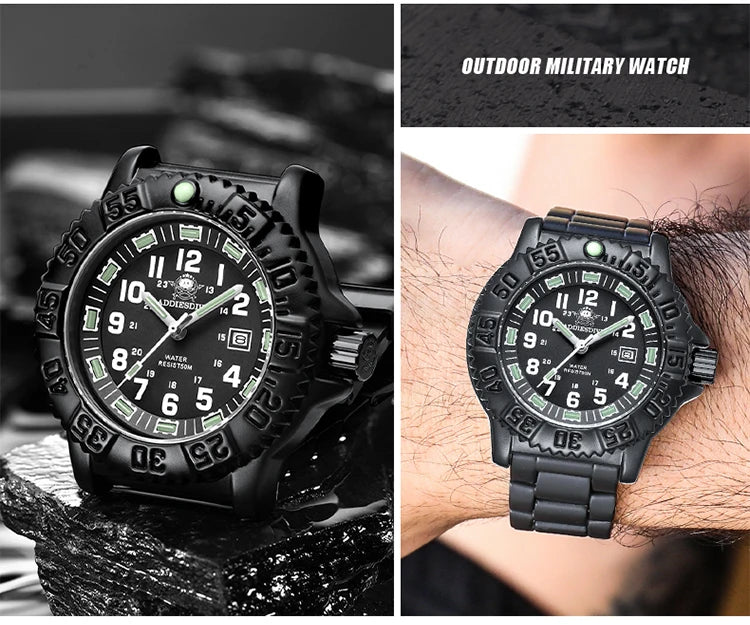 ADDIESDIVE 2023 Men's Sports Watch Military Sports Luxury Rotating Bezel Luminous Watch Nylon Strap 50m Waterproof Quartz Watch