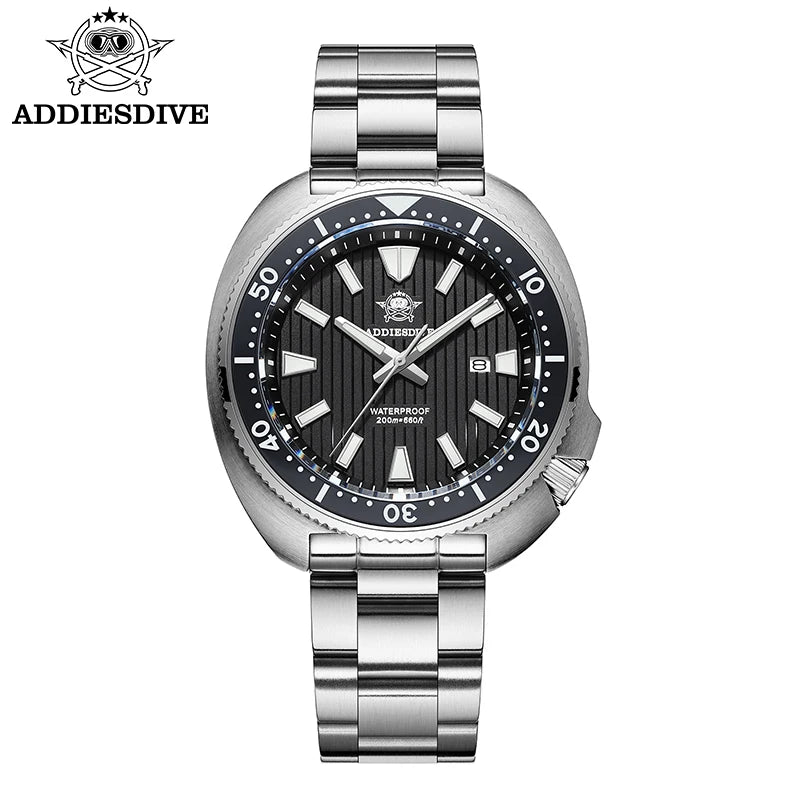ADDIESDIVE Men's Diving Watch 200 Waterproof Sapphire Glass Quartz Watch BGW9 Luminous Stainless Steel Business Fashion Watch