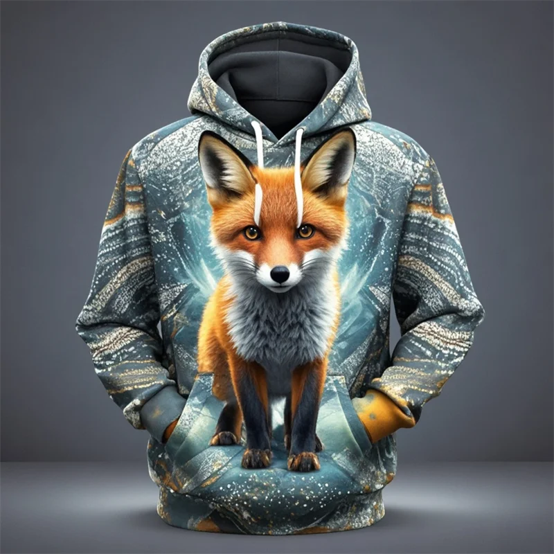 Autumn Fox Animal Graphic 3D Print Hoodies Women Men Fashion Long Sleeve Hooded Sweatshirts Streetwear Pullovers Female Clothing