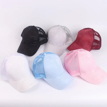 Baseballkepsar för kvinnor med hästsvans, vår- och sommarhattar i nät, löparhattar med snapback, justerbara hattar för kvinnor och flickor, utomhushattar med visir
