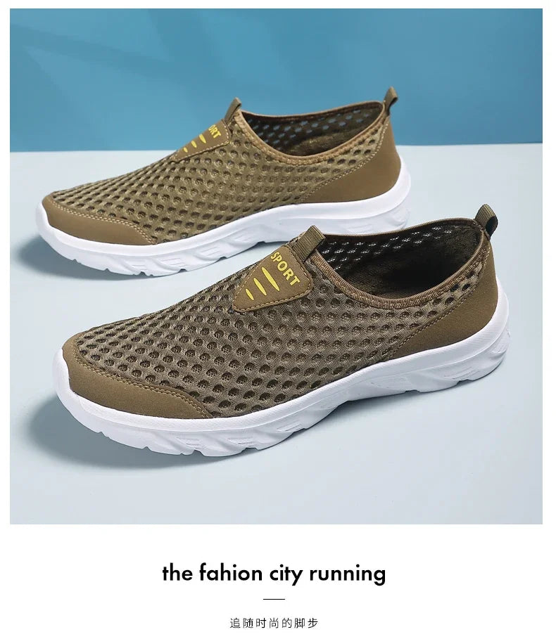 YRZL Lightweight Men's Casual Shoes, Breathable Slip-On Male Casual Sneakers, Anti-Slip Men's Flats, Outdoor Walking Shoes Size 39-46
