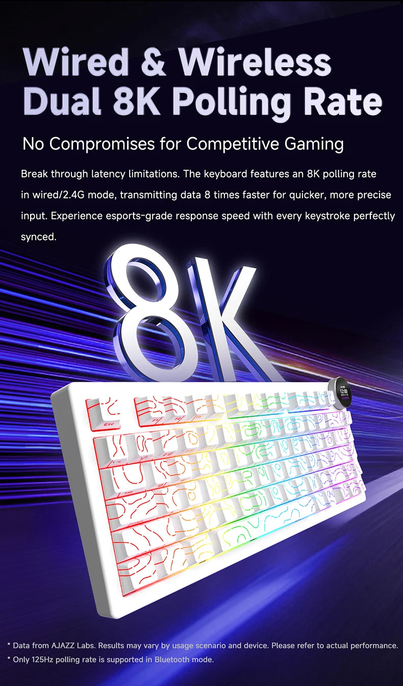 AJAZZ AK820 V2 / AK820 V2 Pro Gaming Mechanical Keyboard 75% ABS 82 Keys 10000mAh Wireless Tri-mode Gamer Keyboard for Laptop PC