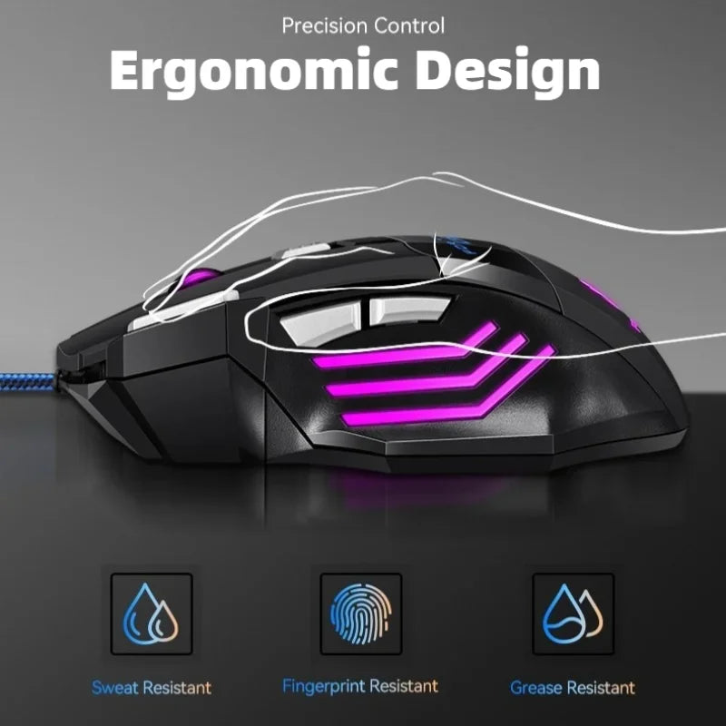 G6 USB Wired Gaming Mouse 7 Buttons with Scroll Wheel 5500DPI Adjustable Optical Ergonomic E-sports Mice for Laptop PC Xiaomi
