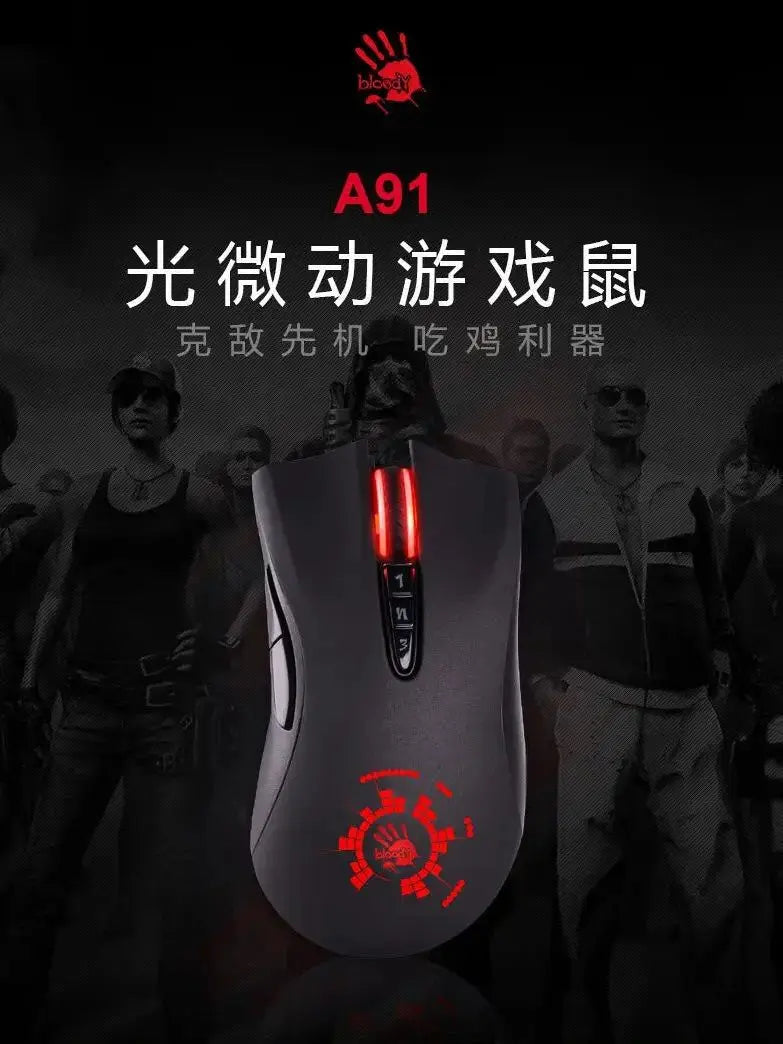 A4Tech Bloody A91 kabelgebundene Maus One-Click Instant Macro Io1.1 Macro Drive optische Engine 8 programmierbare Makros Gaming-Maus