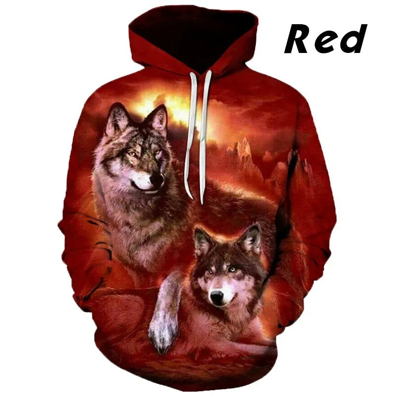 Europäischer und amerikanischer Bestseller: 3D-bedruckter Wolf-Hoodie, modischer langärmliger Pullover, cooler Animal-Sweatshirt mit Persönlichkeit