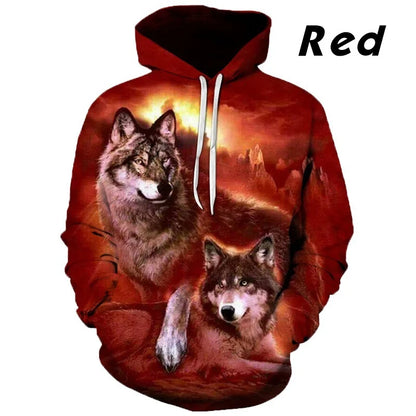 Europäischer und amerikanischer Bestseller: 3D-bedruckter Wolf-Hoodie, modischer langärmliger Pullover, cooler Animal-Sweatshirt mit Persönlichkeit