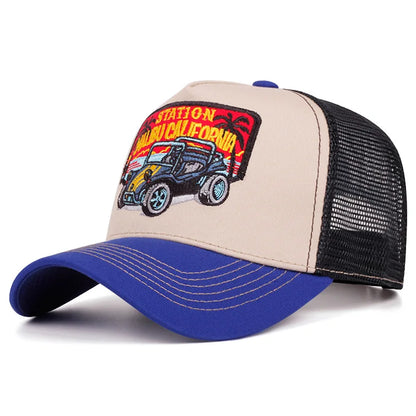 Trendi sas hímzésű baseball sapka férfiaknak és nőknek, nyári, lélegző hálós, snapback trucker sapka