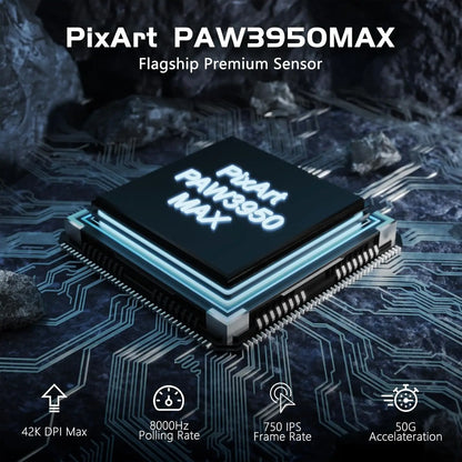 Attack Shark R6 lengva belaidė žaidimų pelė, kompiuterio pelė su PAW 3950Max jutikliu ir Nordic 52480, 8KHz apklausos dažnis
