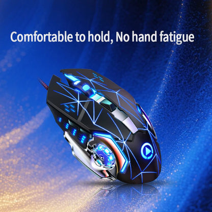 Rato Gaming USB com Fio, 6 Botões, Retroiluminado, Ergonómico, DPI Ajustável, Rato Ótico para PC Gamer e Computador de Secretária