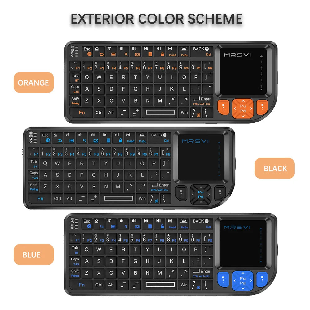 MRSVI Mini Keyboard A8 PLUS, tastiera wireless retroilluminata 2.4GHz e Bluetooth5.0 con touchpad per Android TV Box, Mac, laptop, Windows