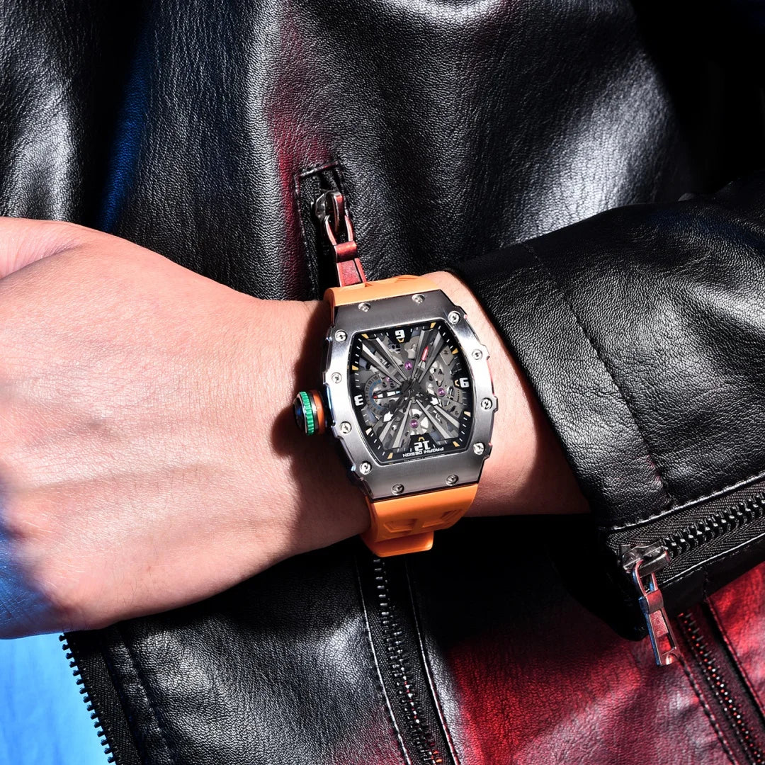 Reloj de cuarzo para hombre PAGANI DESIGN 2026 nuevo, movimiento VH65, esfera esqueleto, resistente al agua 100M, deportivo rectangular, cristal de zafiro