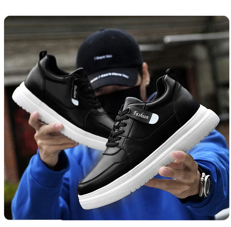 Adidași pentru bărbați cu talpă înălțătoare, pantofi cu talpă înălțătoare, talpă interioară pentru creșterea înălțimii cu 7-8 cm, pantofi cu toc înalt, pantofi sport din piele naturală